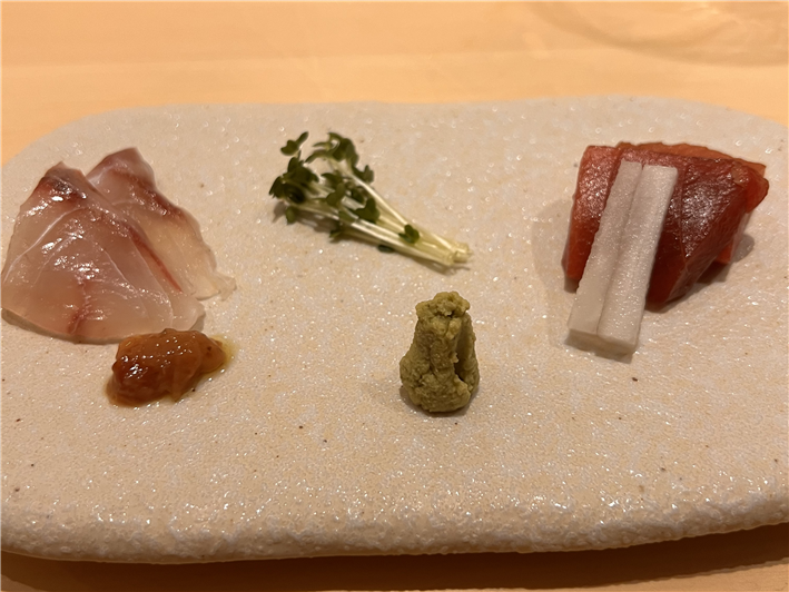 sashimi of sea bass and tuna